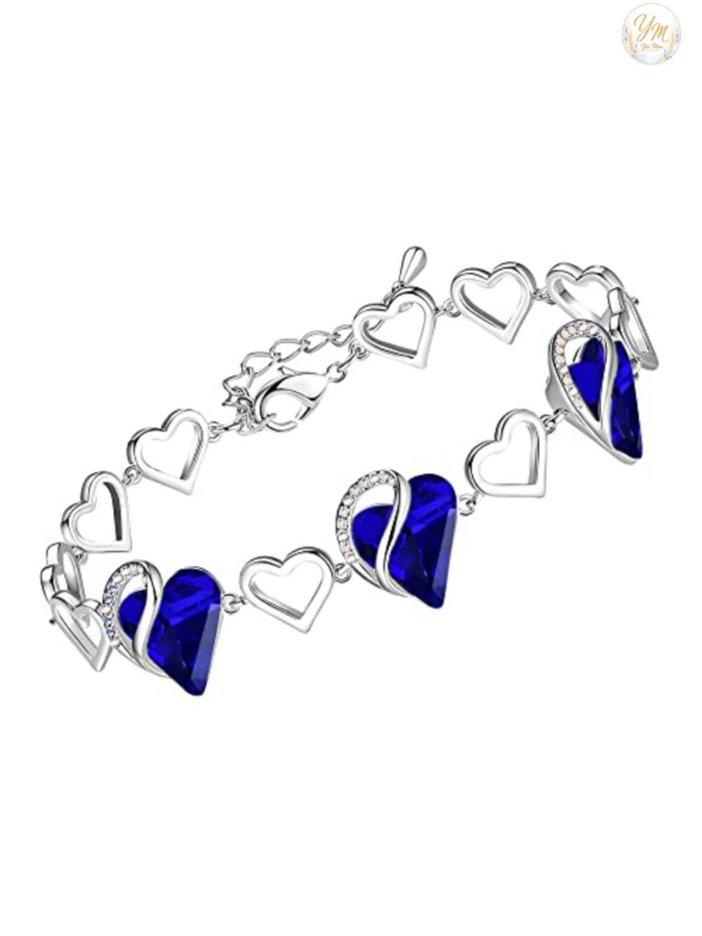 Silver Tone Heart Crystal Bracelet with Infinity Charm